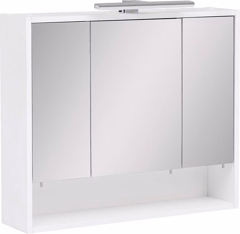 Specchio a 3 ante con illuminazione a LED, dimensioni 70x16x65,6 cm, colore bianco opaco