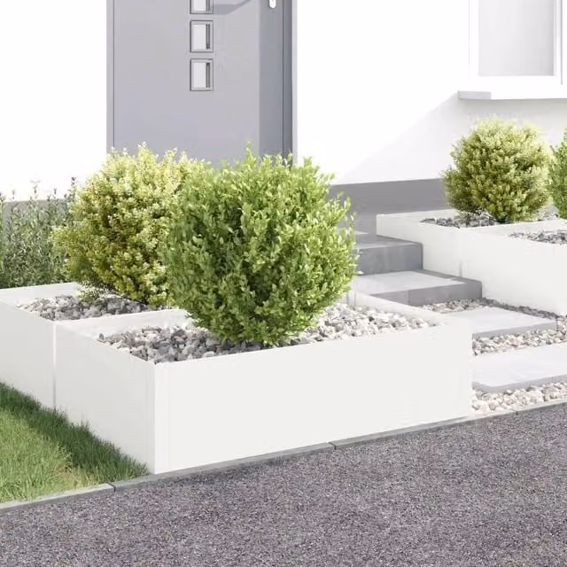 Bordura per Prato 4 pz 100 x 60 x 35 cm Acciaio Bianco 8008948