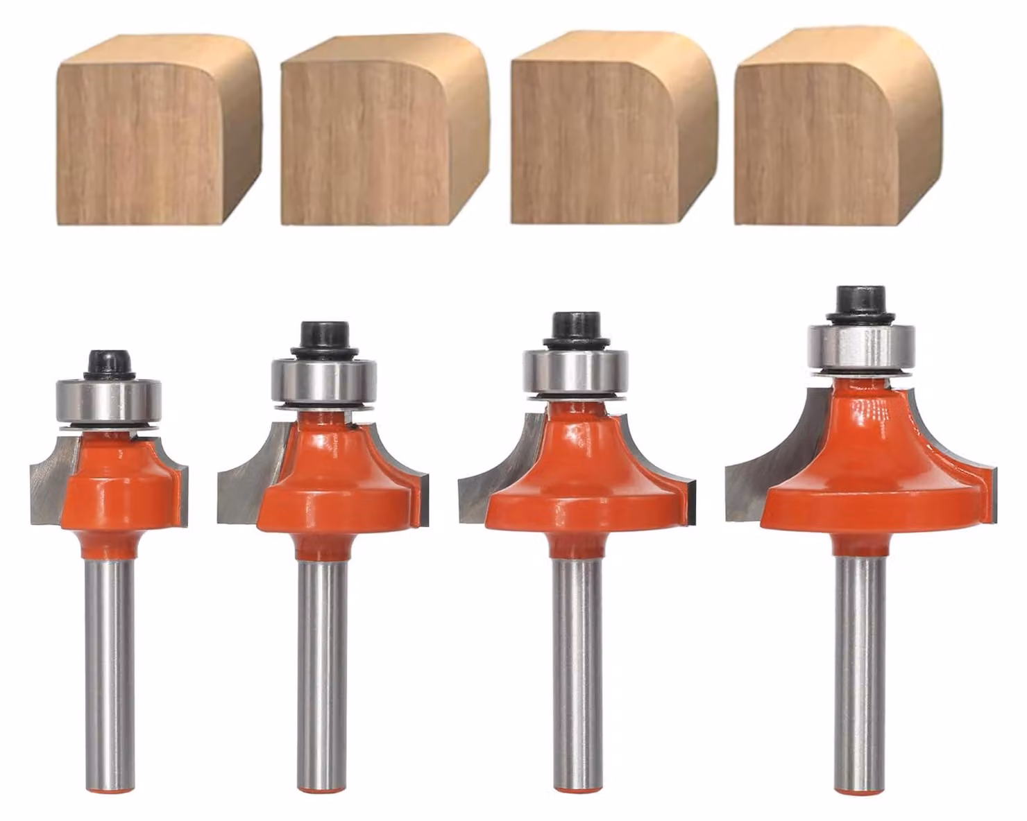Fresa a zaffo da 6 mm con albero cilindrico, set di 4 pezzi per lavorazione del legno