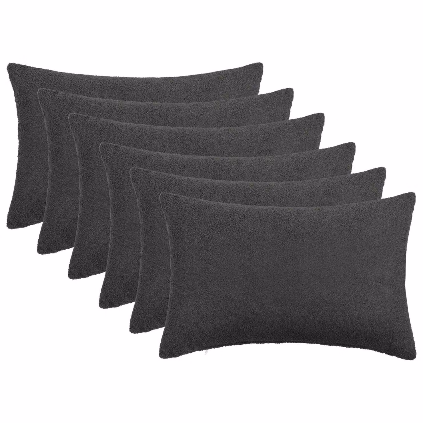 Set di 6 federe vidaXL HEERLEN in tessuto bouclé grigio, L 50 cm x P 80 cm