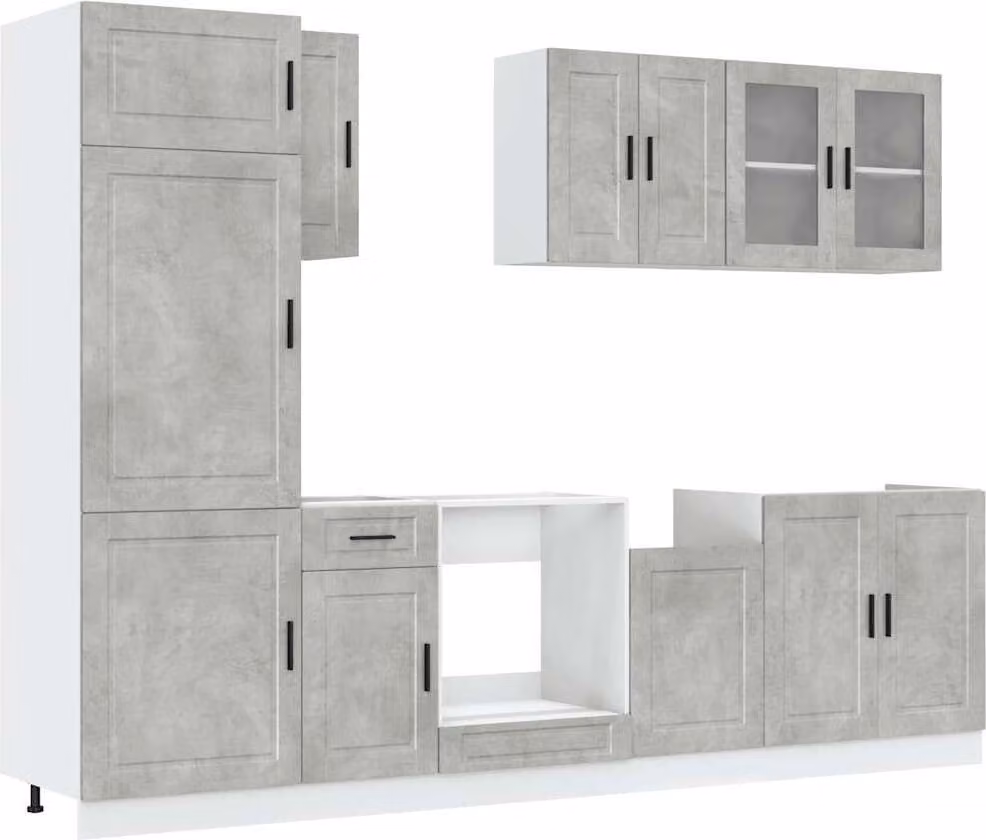 Set Mobili da Cucina 8 pz Kalmar Grigio Cemento in Truciolato