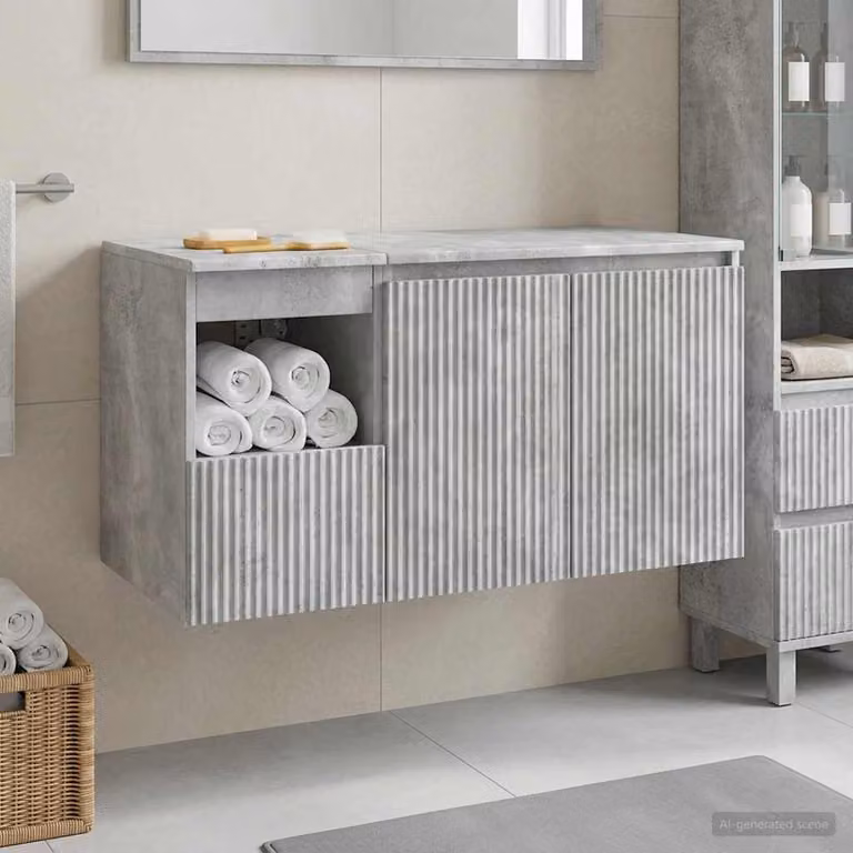 Set di mobili per il bagno moderno vidaXL composto da mobile lavabo e pensile in MDF Grigio opaco L/P/H: 62.5 x 44.5 x 50.0 cm