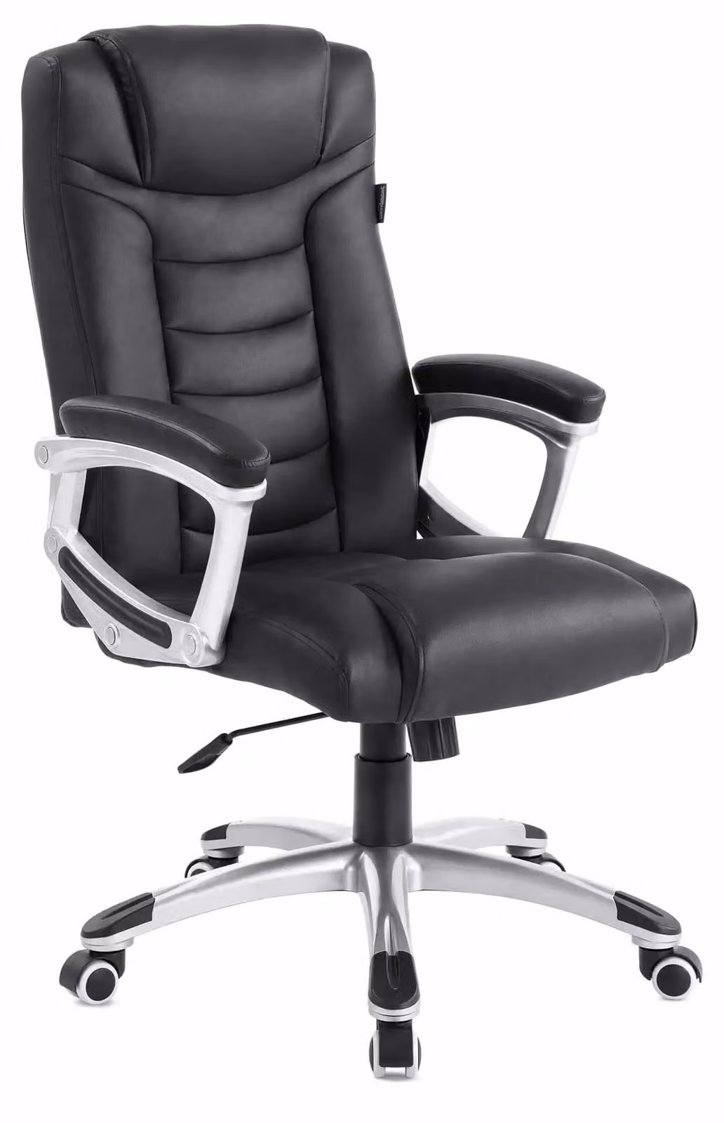 Sedia da ufficio ergonomica - Rivestita in ecopelle nera - Modello a forma di M - Struttura in metallo