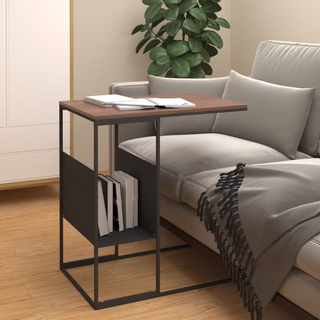The Living Store tavolino nero 55x36x59,5 cm in materiale ligneo