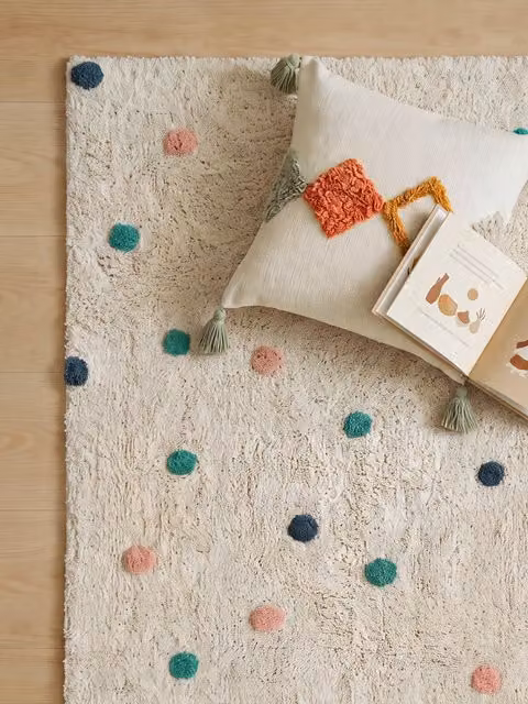 Tappeto rotondo Dots a pois multicolore in cotone Kenay Home per cameretta bambini