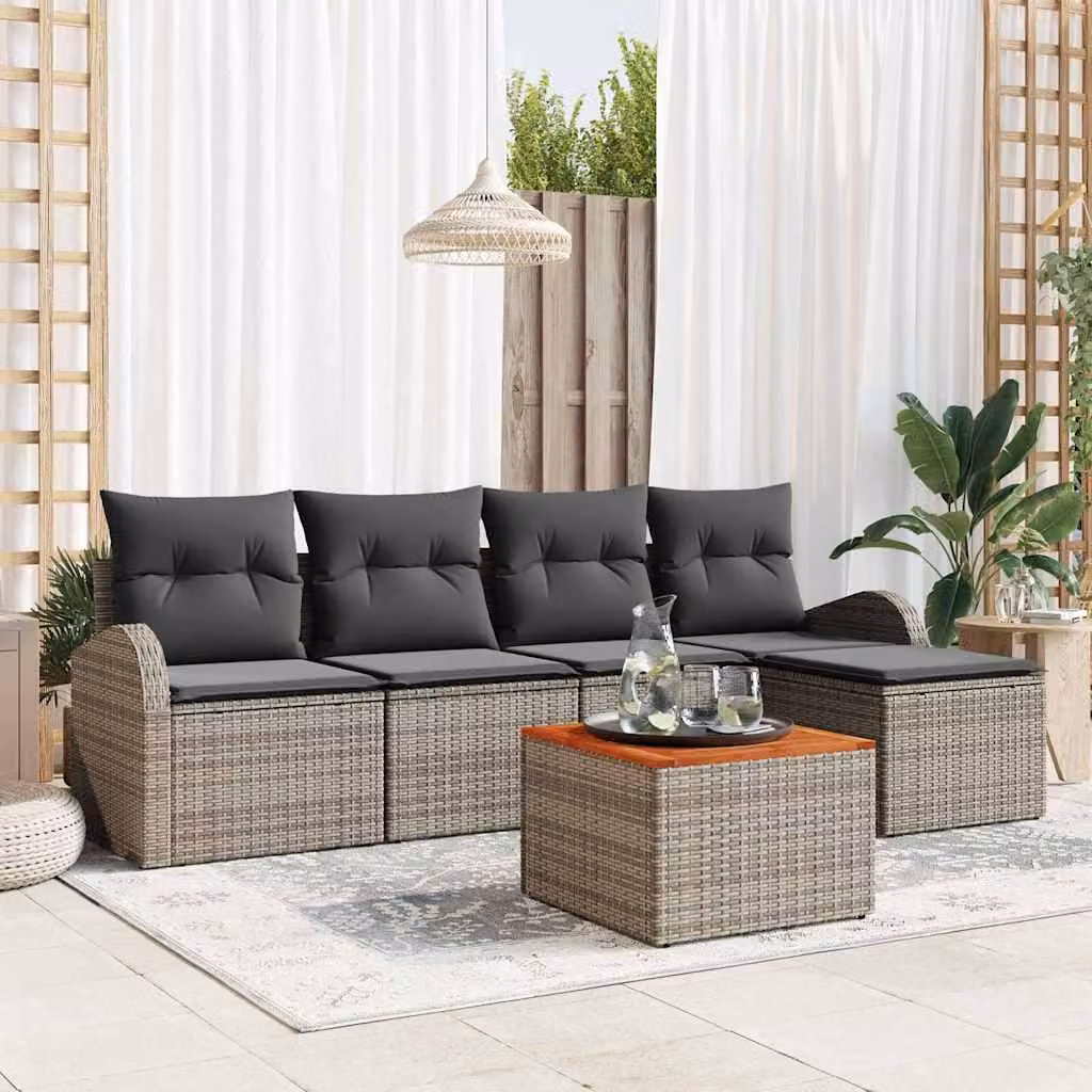 Maison Exclusive - Set da giardino composto da 6 pezzi, divano, colore grigio, realizzato in rattan sintetico