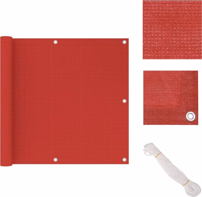 vidaXL Schermo privacy per balcone rosso 90x500 cm HDPE - Ombrelloni e tende da sole