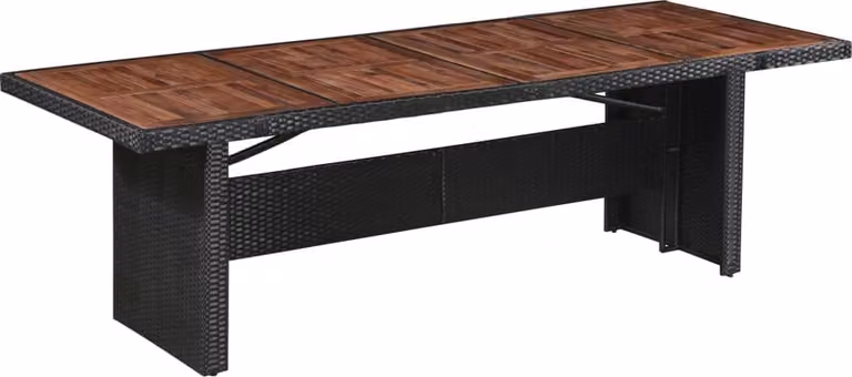 Tavolo da giardino 240x90x74 cm in poly rattan e legno massiccio di acacia
