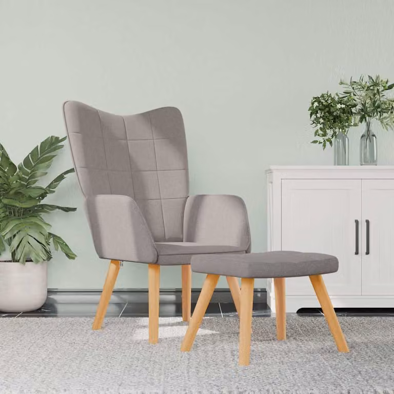vidaXL Poltrona Relax con Poggiapiedi in Tessuto Beige e Grigio con Braccioli e Struttura Moderna