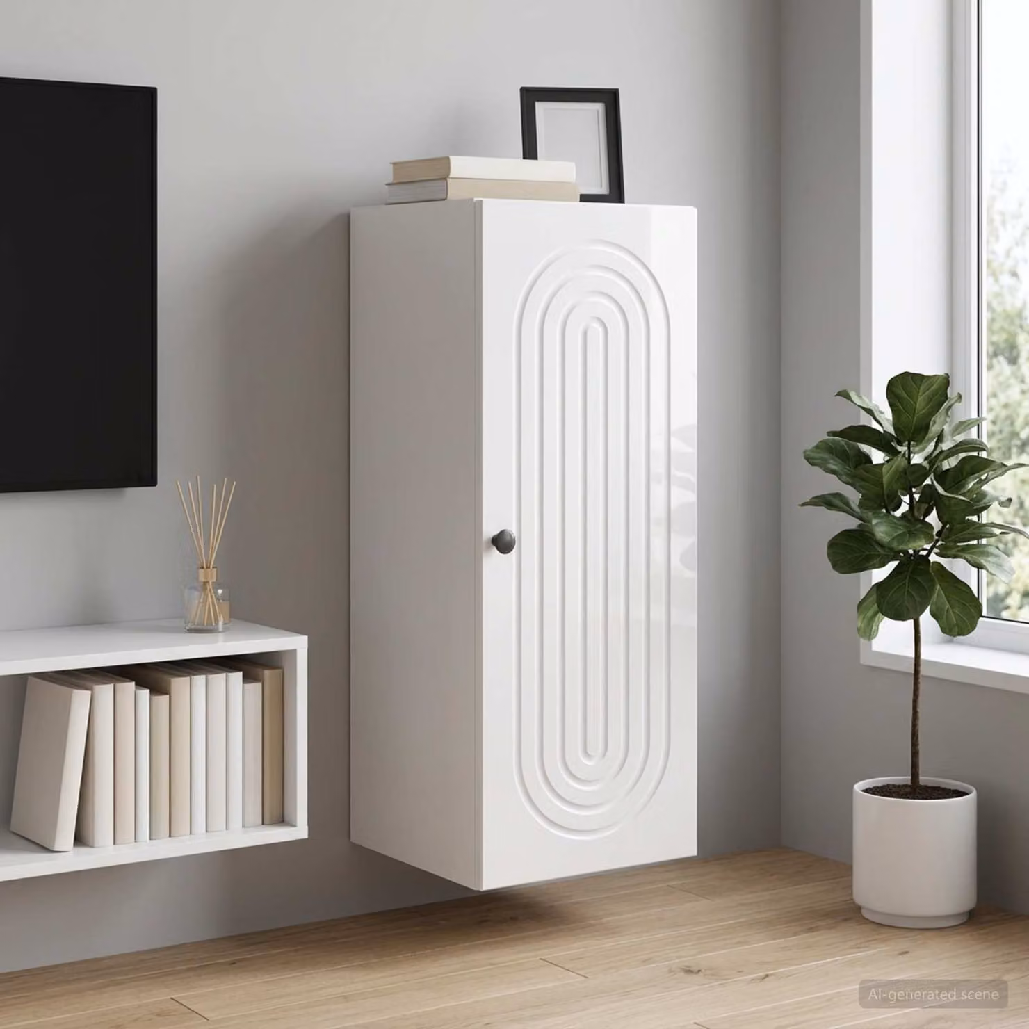 Mobiletto a muro vidaXL Bianco Lucido con ante a battente e ripiani interni L/P/H: 33 x 34,5 x 90 cm