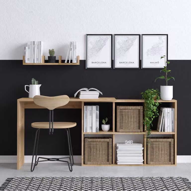 Skye Decor, Blake, scrivania, 100 % MELAMINE COATED SLIPBOARD, rovere, 74 x 45 x 145 cm