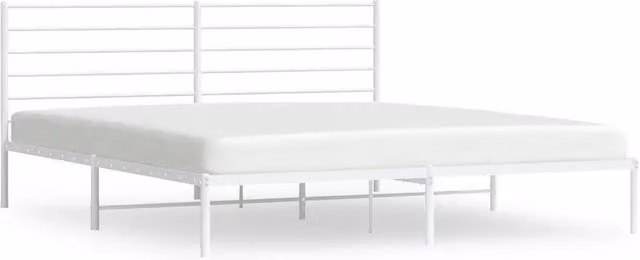 Letto matrimoniale con testiera in metallo bianco design classico L 180 cm x P 200 cm