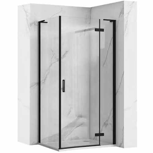 Rea - Box Doccia Black 80X80 Cabina Doccia Senza Piatto Doccia Vetro Di Sicurezza Temperato Transparentne 6mm (Nero Opaco) Porta: 80 Parete: 80 cm