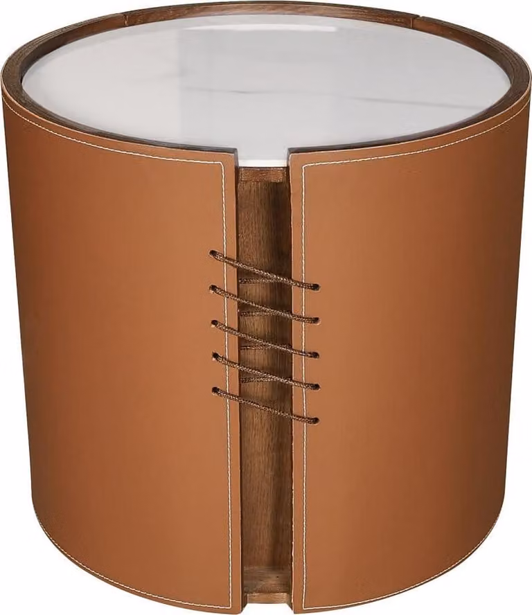 Tavolino FURNLUX Modig Marble White And Dark Orange 50cm / Colore principale: Arancione / Dimensioni: 50 x 48 x 50 cm