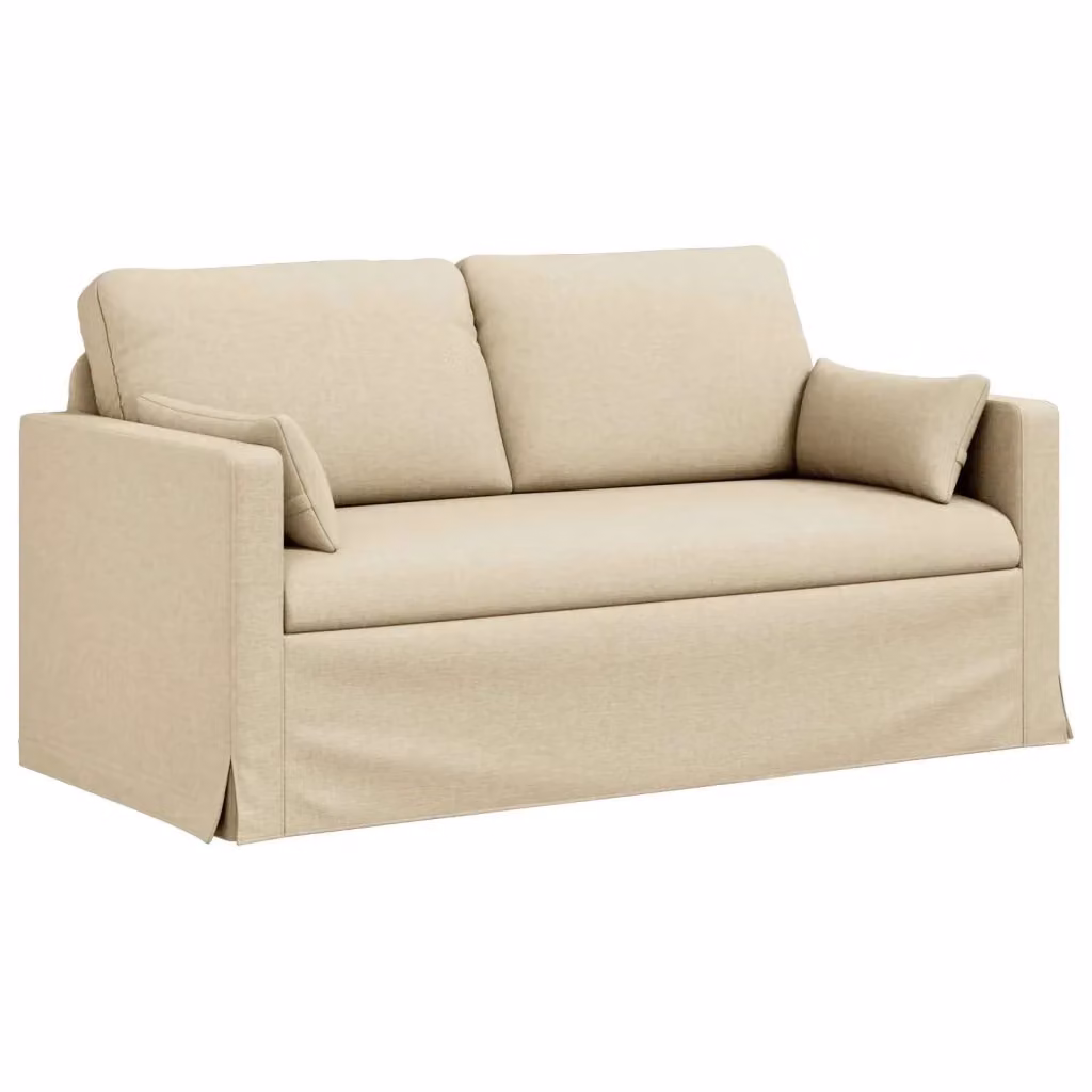 Divano vidaXL in tessuto beige con struttura in metallo e coperture rimovibili L: 158 cm, P: 78 cm, H: 80 cm – 2