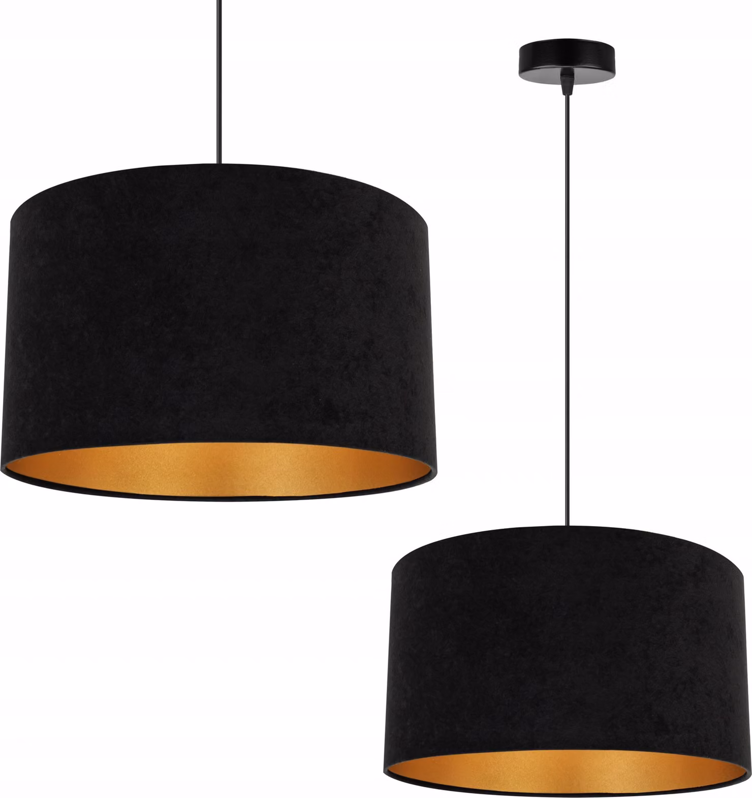 Lampada a sospensione Lampadario in velluto dorato Paralume