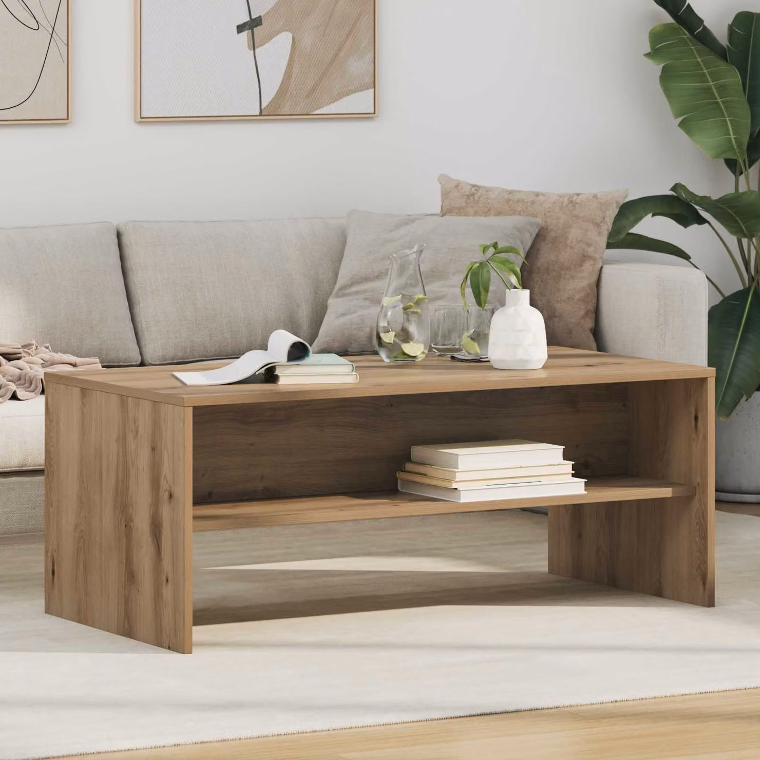 Tavolino da salotto moderno vidaXL in legno color rovere marrone L 100 cm x P 50 cm x H 40 cm