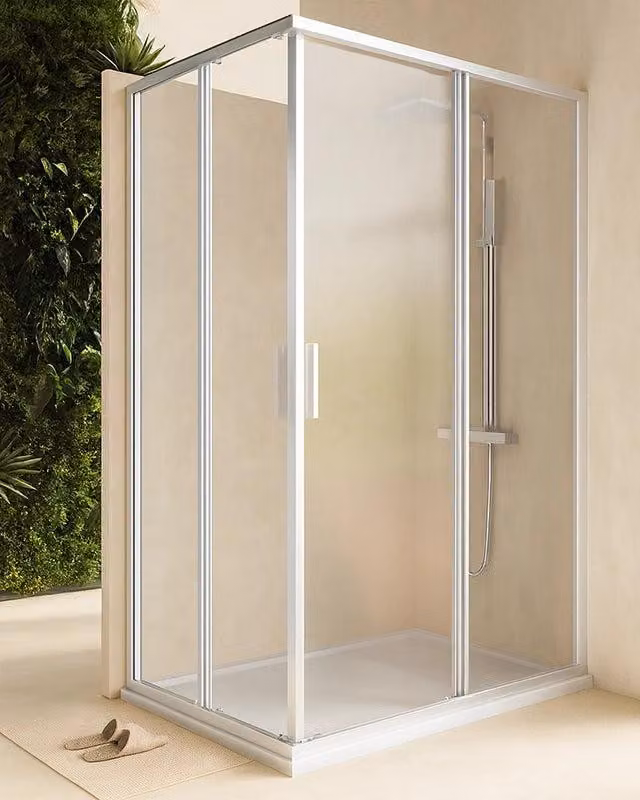 Box doccia 80x120 Rio doppio scorrevole vetro 6 mm trasparente H 195 cromo