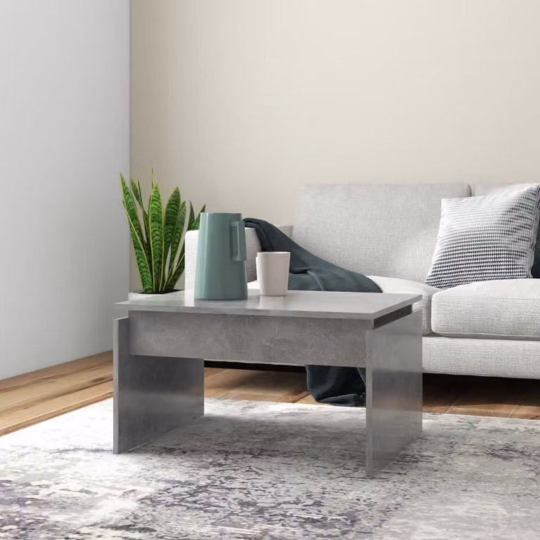 The Living Store tavolino in cemento grigio 68x50x38 cm materiale a base di legno