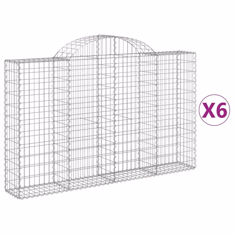 Cesti Gabbioni ad Arco 6 pz 200x30x120/140 cm Ferro Zincato