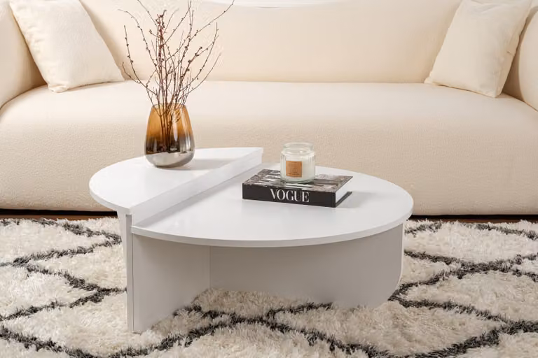 Skye Decor, Orion - Bianco, tavolino da salotto, bianco, 100% pannelli di particelle rivestiti in melamina, 90 x 60 x 30 cm