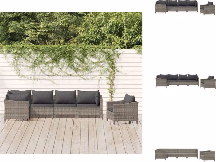 vidaXL set da salotto da giardino 6 pezzi con cuscini in poly rattan grigio - Set di mobili da giardino