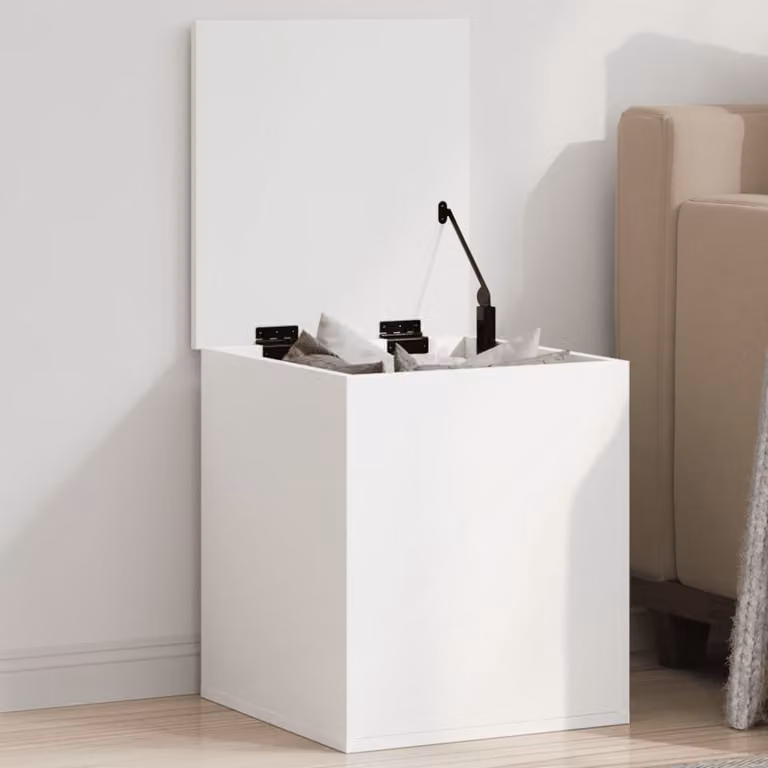 vidaXL Contenitore Portaoggetti Bianco in Legno e MDF con Coperchio Rimovibile L: 40 cm, P: 42 cm, H: 46 cm