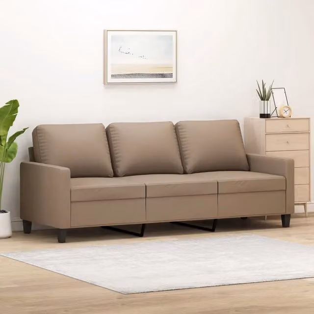 Divano a 3 Posti-Sofa 3 Posti Cappuccino 180 cm in Similpelle 208506