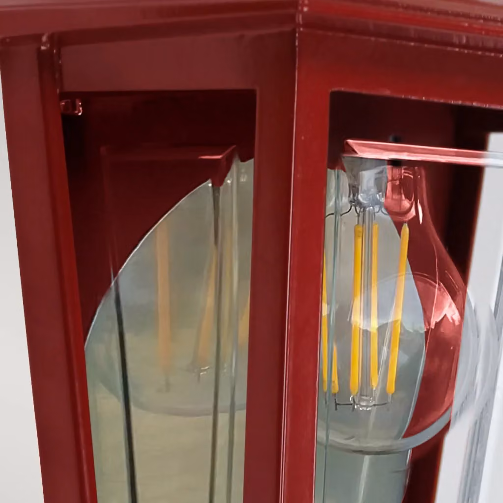 Applique esterna a lanterna Elstead DecoLane rossa con vetro trasparente, attacco E27, protezione IP44 – 2