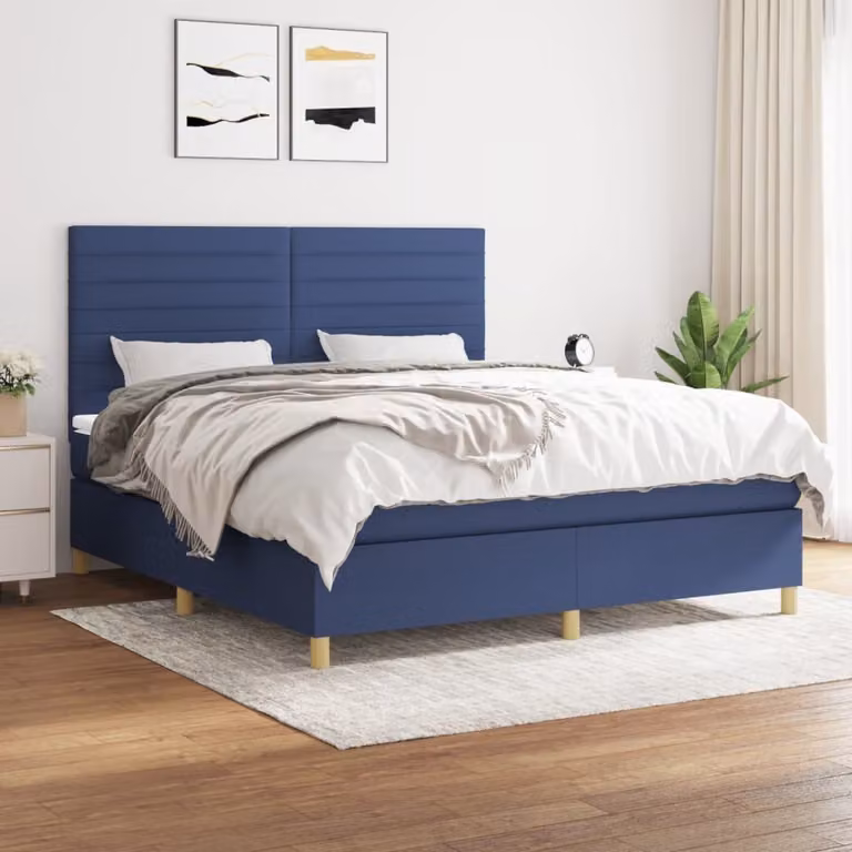 Maison Exclusive - Letto boxspring con materasso blu 180x200 cm Tessuto