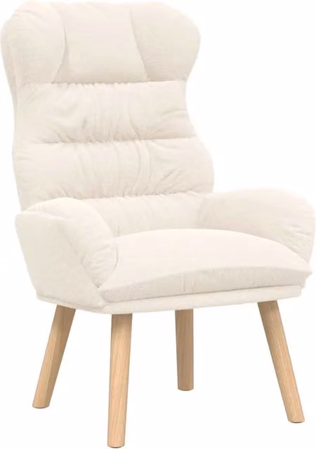 Poltrona Relax Design In in Tessuto Sherpa Beige e Bianco con Braccioli, L: 69 cm, P: 74 cm, H: 93 cm
