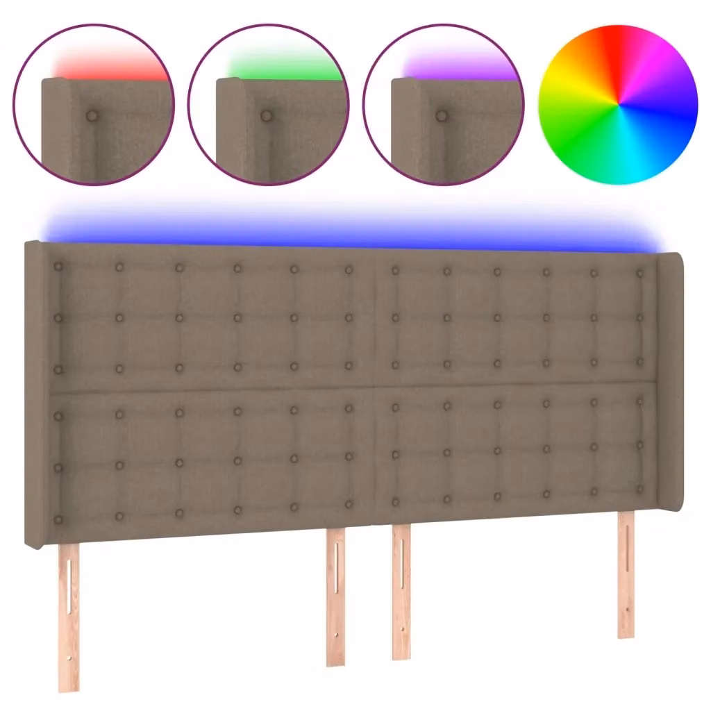 Testiera con LED Design Mania in tessuto beige con porta USB, L: 183 cm, P: 16 cm, H: 118/128 cm – 2
