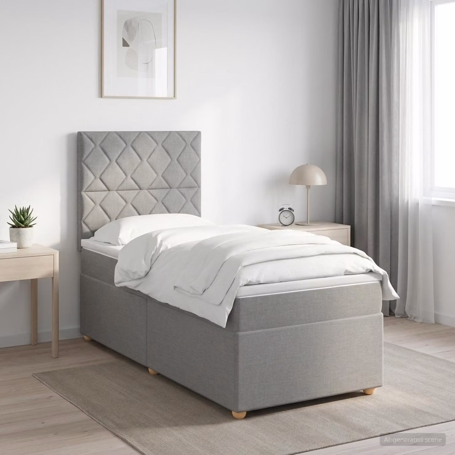 Letto box spring con materasso ibrido vidaXL Grigio, L: 80 cm, P: 200 cm, H: 140,5 cm