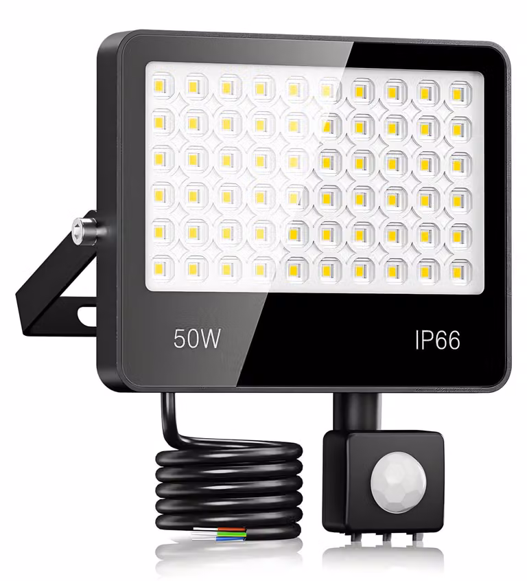 Faretto LED da esterno da 50W con sensore di movimento, 5000 lumen, grado di protezione IP66