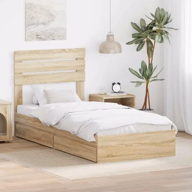 Letto con Contenitore con cassetto Rovere Sonoma 75 x 190 cm 3411605