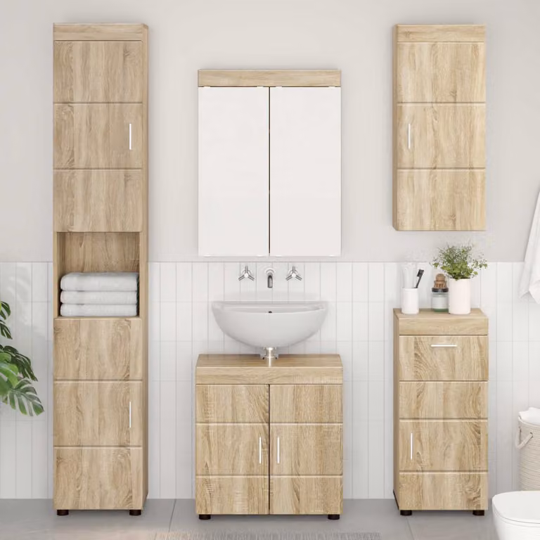 Armadio da bagno a muro vidaXL TULUM moderno in Rovere Sonoma marrone L: 37 cm, P: 24,5 cm, H: 86 cm