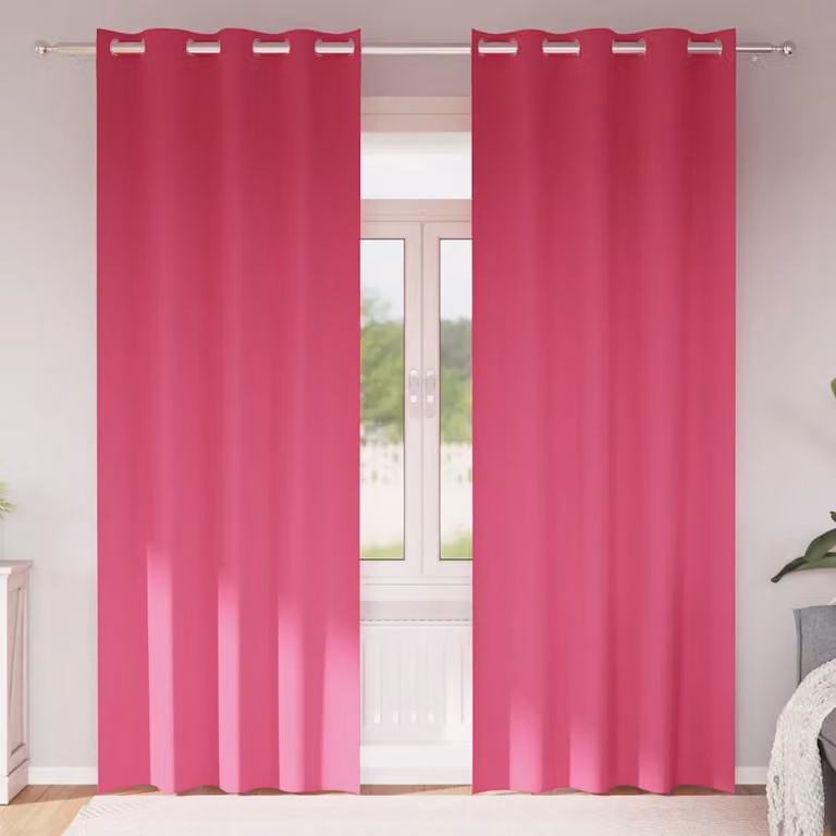 Set di 2 tende blackout vidaXL con anelli in poliestere, colore rosa, H: 245 cm x L: 140 cm