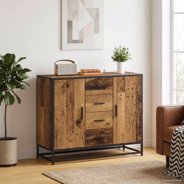 Credenza vidaXL in legno ingegnerizzato color marrone, L 92 x P 35 x H 76 cm