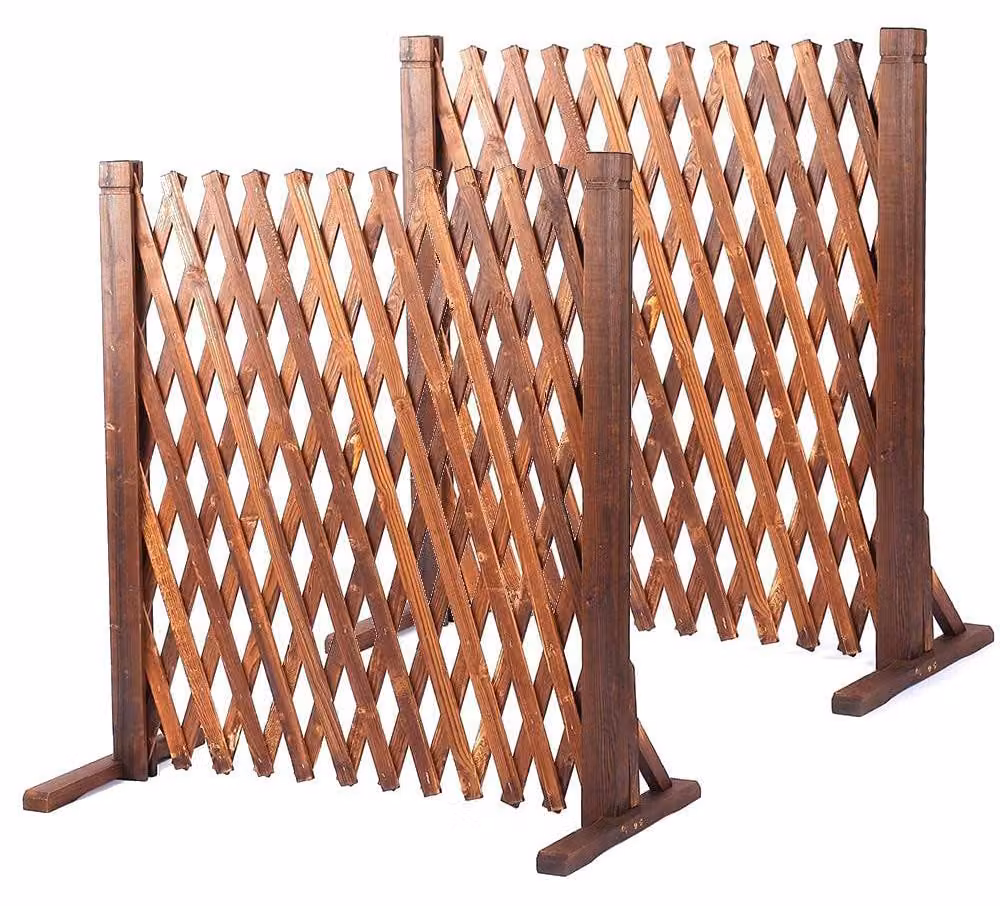 Recinzione da giardino estensibile - Listelli in legno - 34-160 cm - Set di 2 - Altezza 80 cm