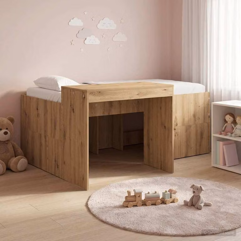 Maison Exclusive - Letto a soppalco con scrivania per bambini in rovere Artisan
