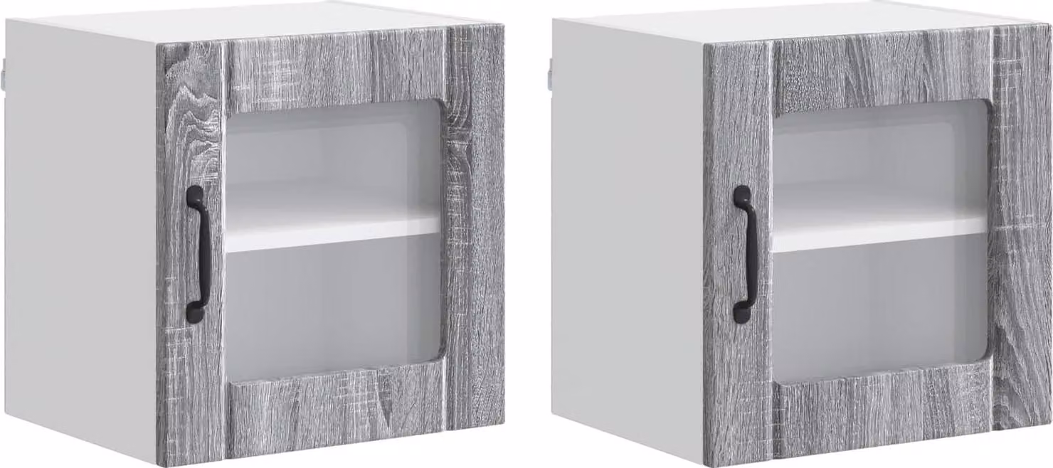 Mobile in vetro da parete LUCCA 2 pcs Grigio Sonoma