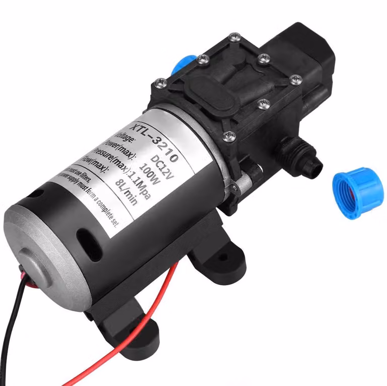 Pompa a membrana autoadescante, 12V, 100W, 8 litri/minuto, 160 psi