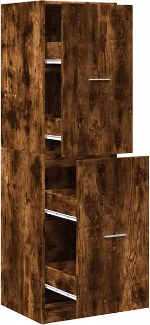Mobile da farmacia classico HELLOSHOP26 con vano contenitore e ante a battente in legno composito finitura rovere affumicato marrone L/P/H: 40 x 41 x 144,5 cm – 1