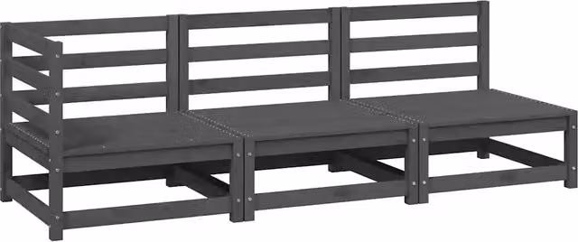 Set Divani da Giardino 3 pz | Set Salotto da Giardino Grigi in Legno Massello di Pino