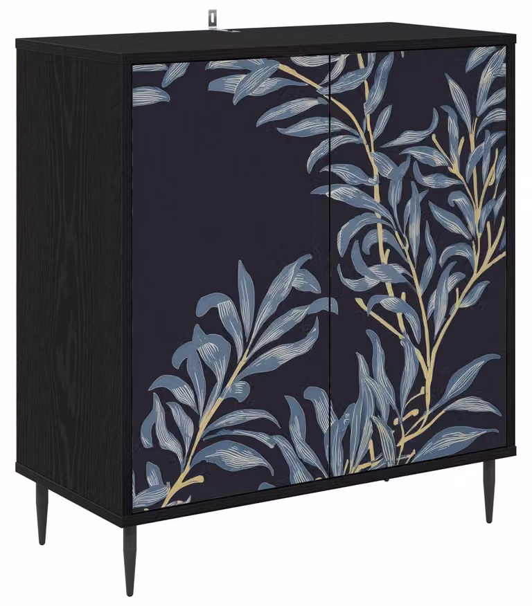 Mobile contenitore DOKKUM, finitura effetto legno nero, dimensioni 69 x 33 x 76 cm