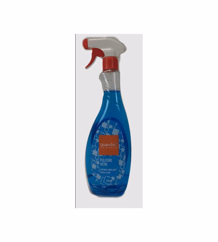 QUANDOE' Pulitore Vetri Spray 750 ml per Pulizia Vetrate e Specchi