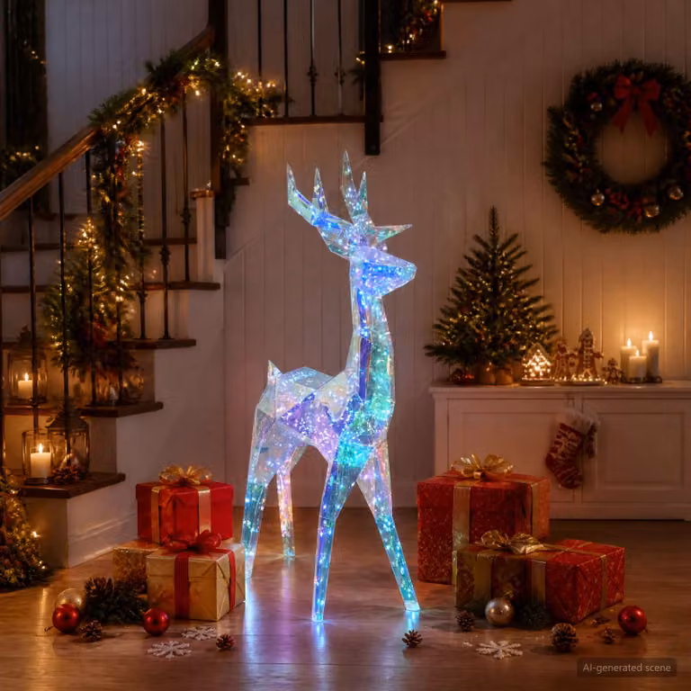 vidaXL Renna a LED prismatica e iridescente Multicolore