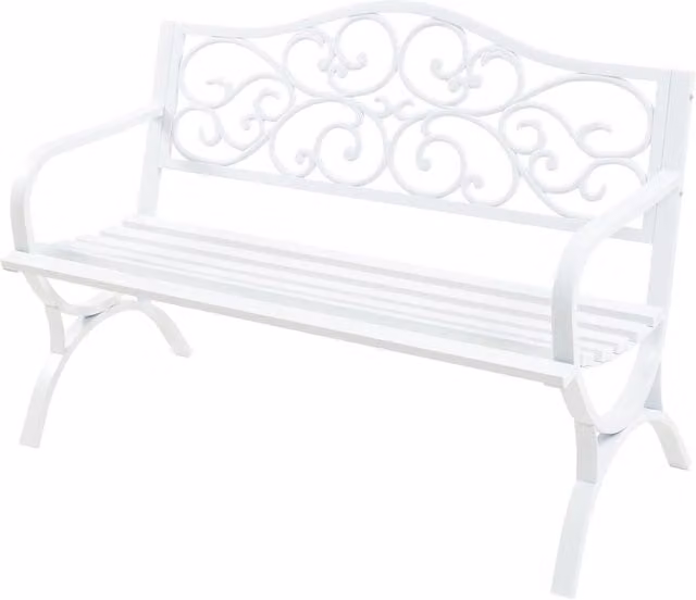 Panca da giardino 127 x 53 x 79 cm acciaio bianco 03_0008963