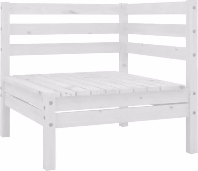 Set Salotto da Giardino L Shape in Legno di Pino Bianco con Elementi Angolari e Ottoman