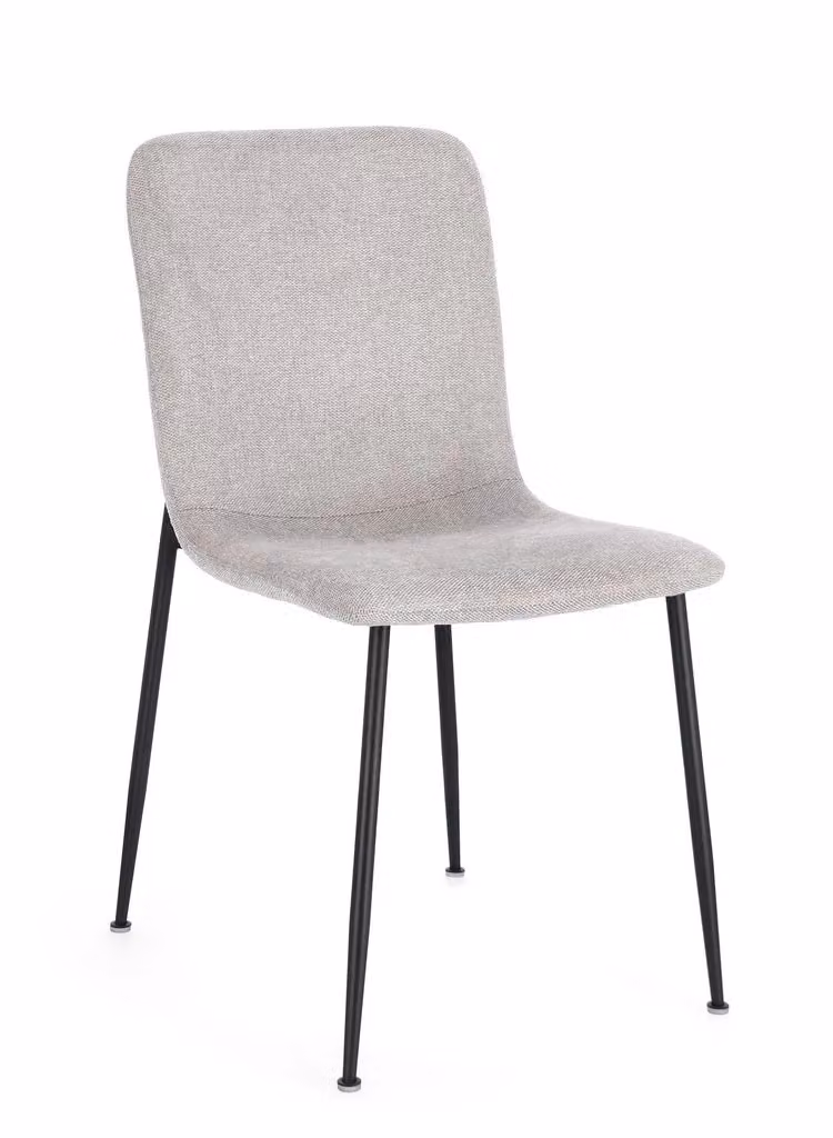Set di 4 sedie RINAS grigio chiaro e gambe acciaio nero